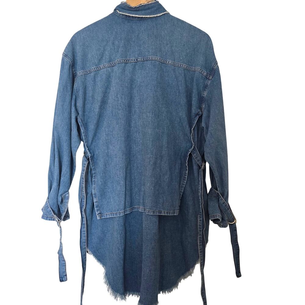 *NWT Diesel Lify Denim Mini Shirt Dress Size XXS *Oversized Long Sleeve Cotton - Picture 6 of 12